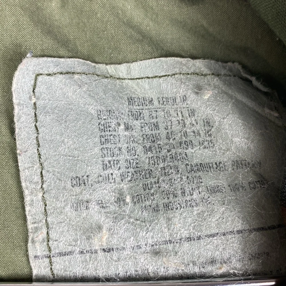 Vintage US Army anorak BDU jacket woodland print metal zipper medium regular